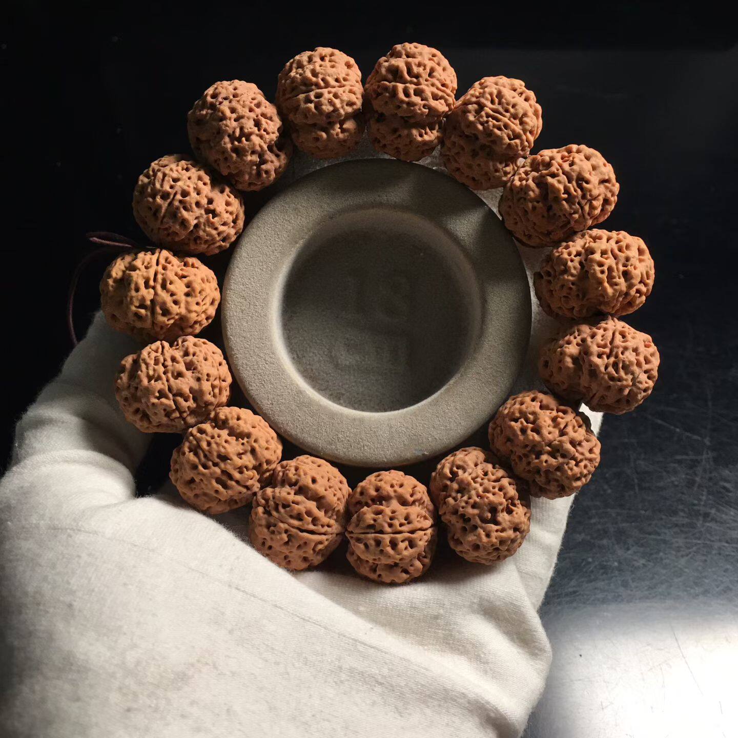 藏品5瓣21mm金典梅花大双龙头货尼泊尔大金刚爆肉手串蜂窝矮桩籽