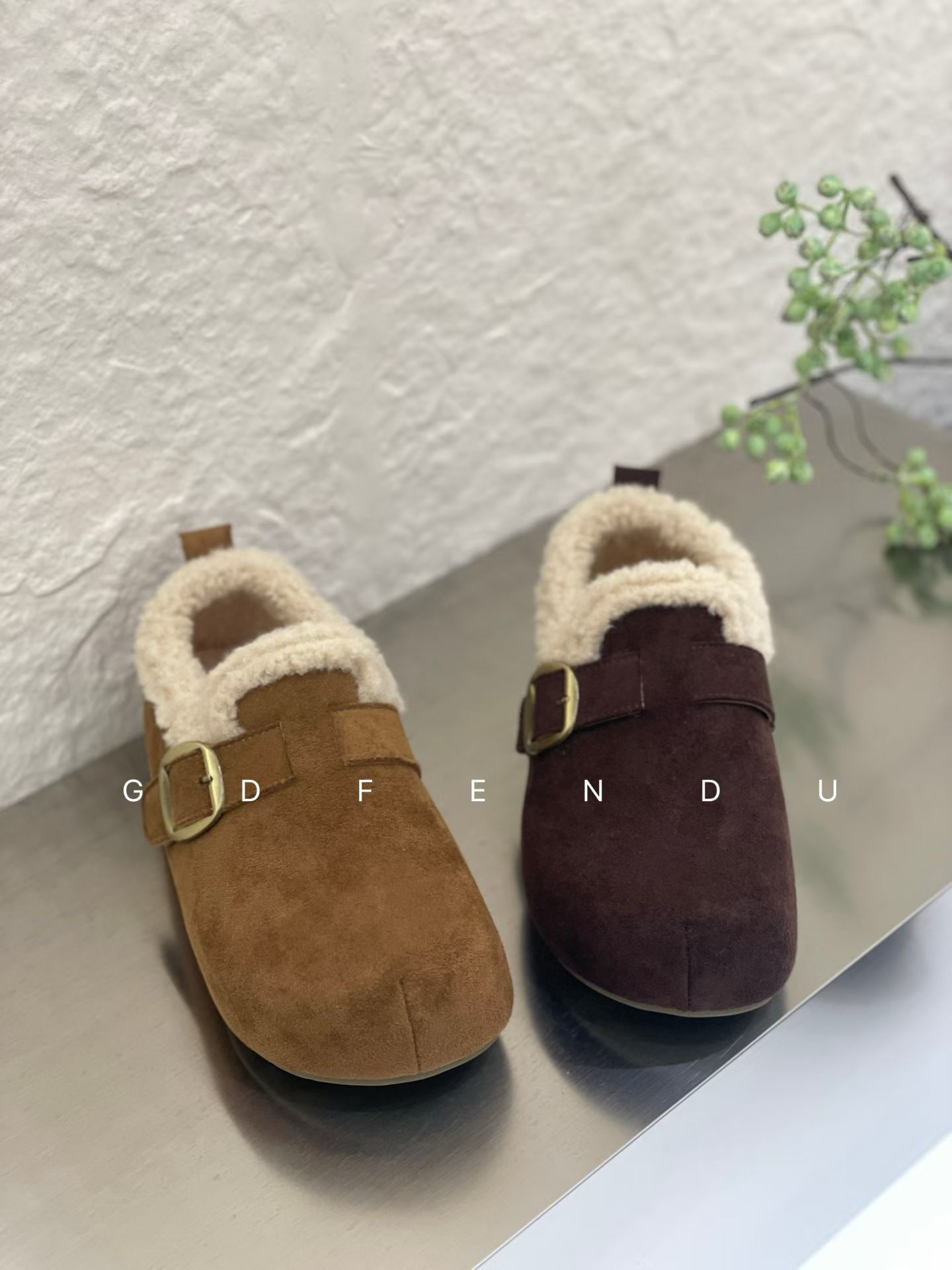 古典风度百搭加绒加厚毛绒封边厚底雪地靴女厚底增高休闲博肯棉鞋