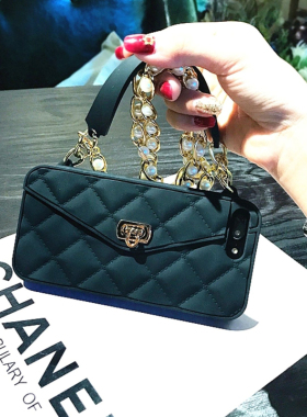 高颜值潮牌iPhone17手机壳链条16promax链条零钱包适用15全包防摔X卡包轻奢风14女硅胶斜挎13网红小众8plus新