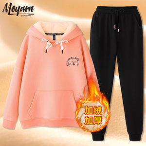 运动套装女春季2021新款女中学生韩版宽松休闲卫衣套装女两件套潮