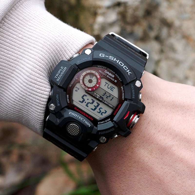 卡西欧猫人 g-shock太阳能电波碳纤维运动防水手表男gw-9400j-1jf