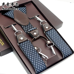 男士钩勾扣吊钩挂扣背带夹吊带加长西裤背带成人老人胖人松紧肩带