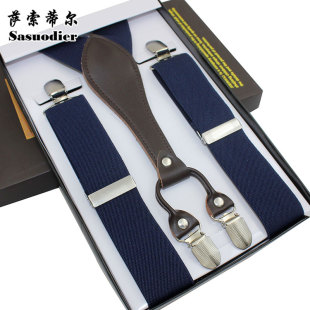 中老年4夹松紧吊裤 男士 子吊带加长背带夹胖人西裤 四夹裤 带 背带