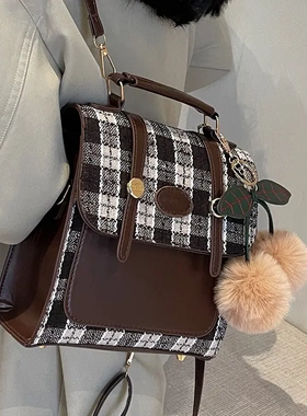 高级感百搭女士双肩背包女2025时尚斜挎包ins小众学生单肩手提包