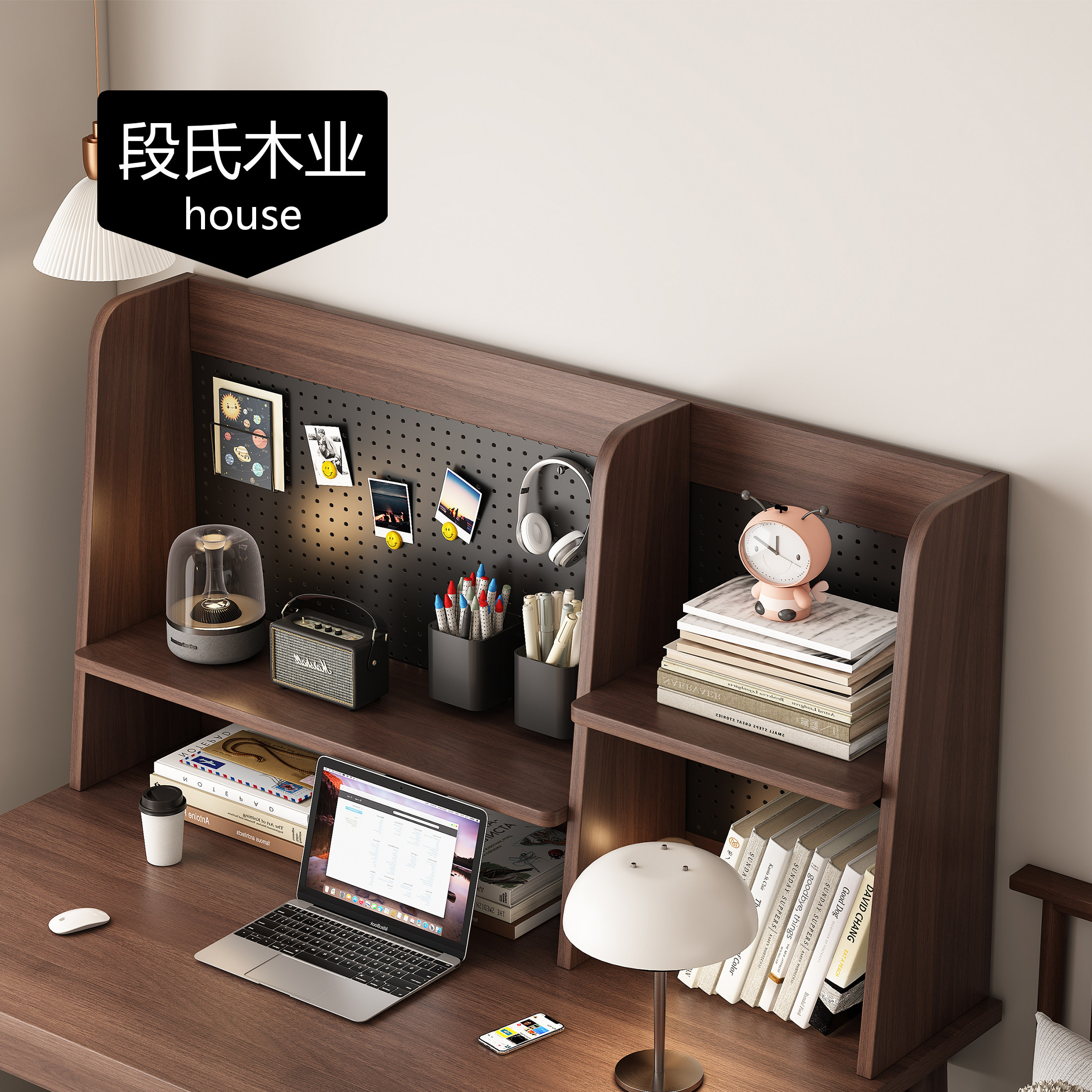 洞洞板置物架桌面书架实木立式收纳架书桌上多层架子儿童学习桌架