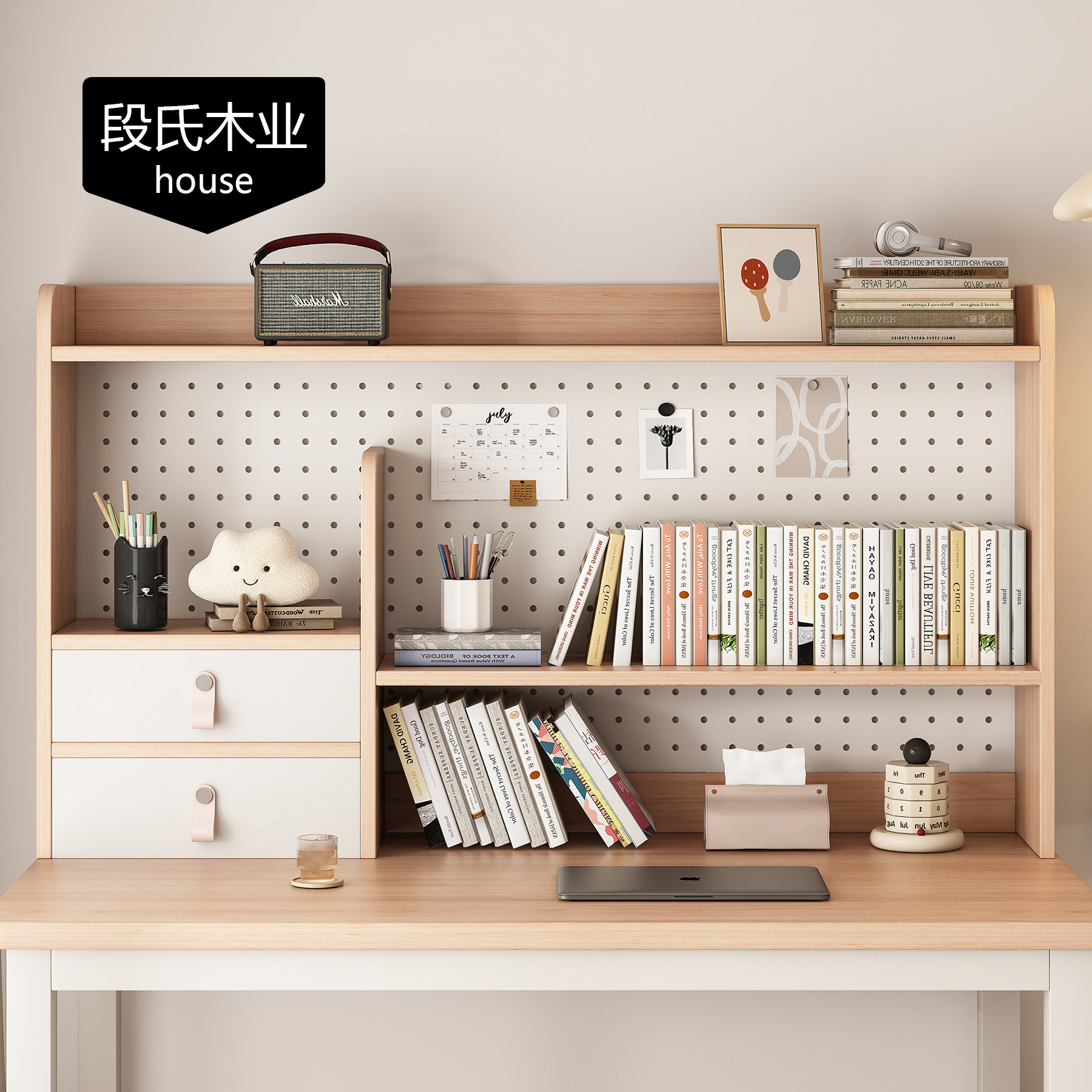 实木桌面书架桌上置物架家用儿童书桌立式多层收纳架桌子上小
