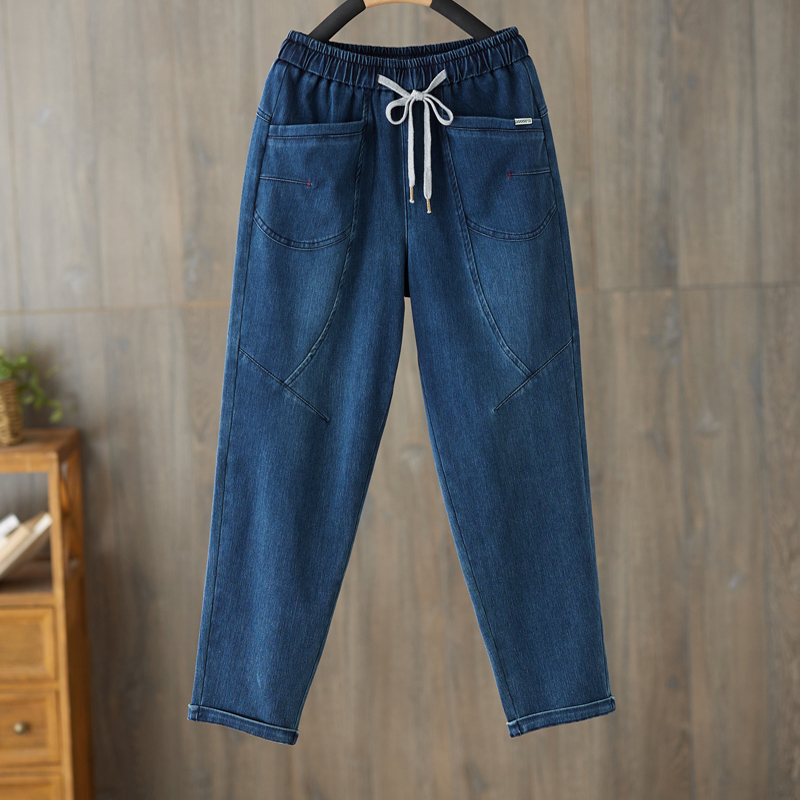牛仔裤高腰宽松显瘦宽松