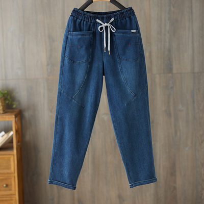 牛仔裤高腰宽松显瘦宽松