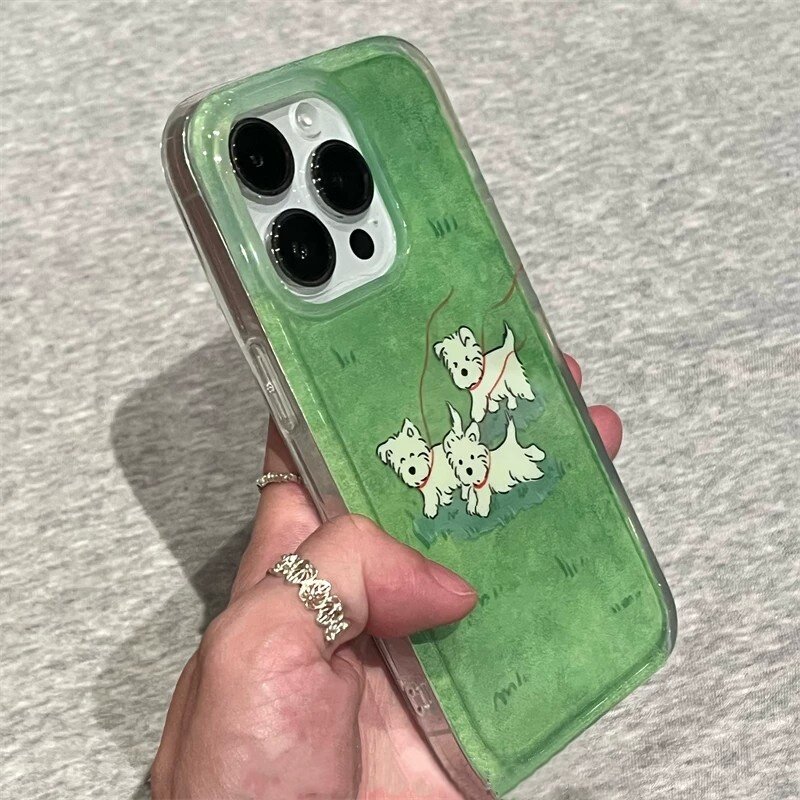 适用苹果系列iPhone17新款手机壳16promax14promax小众草坪狗狗15promax13promax半包大孔防摔网红女款保护套