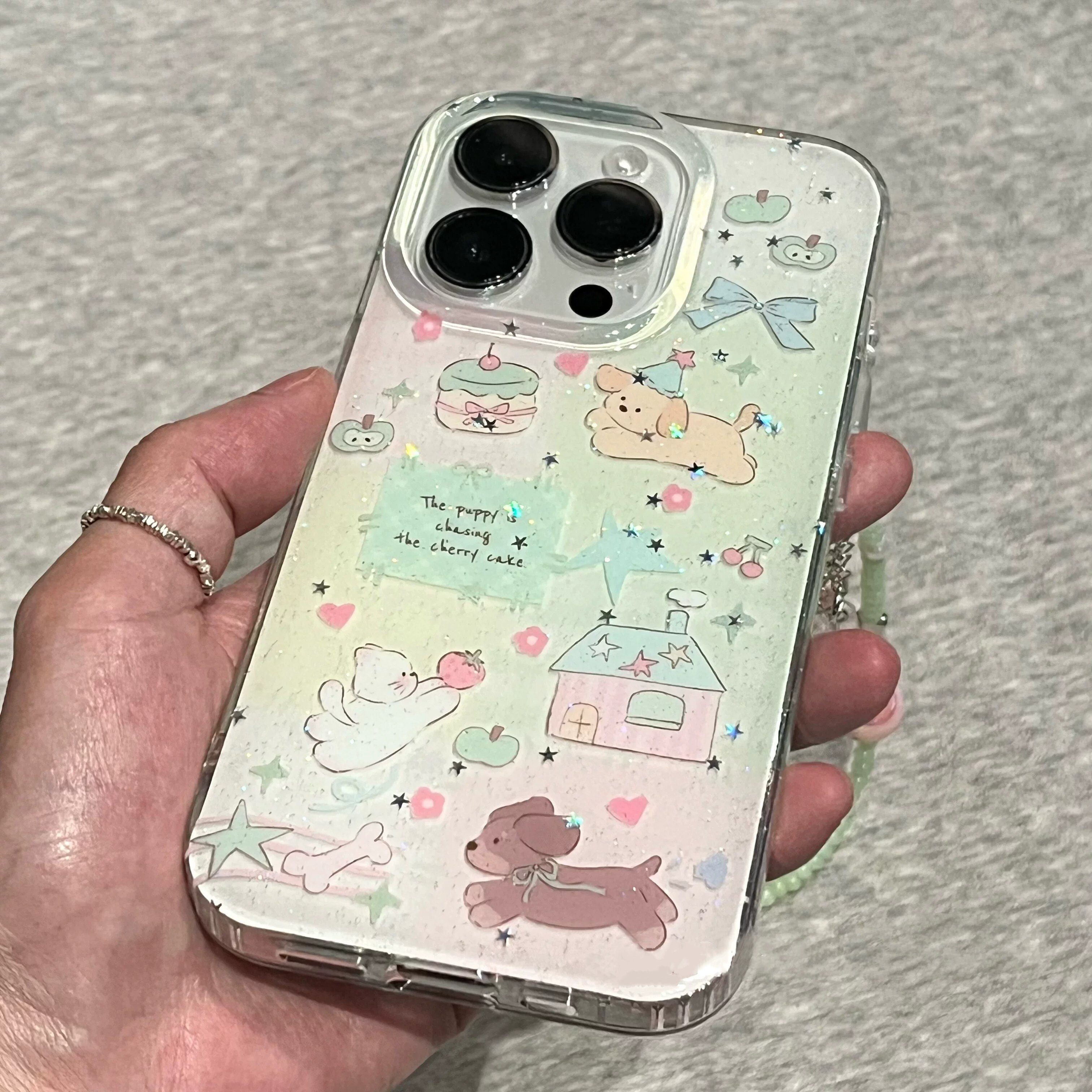 适用苹果系列iPhone17新款手机壳16promax14promax创意星星萌宠小房子15promax/13pro半包大孔防摔卡通保护套