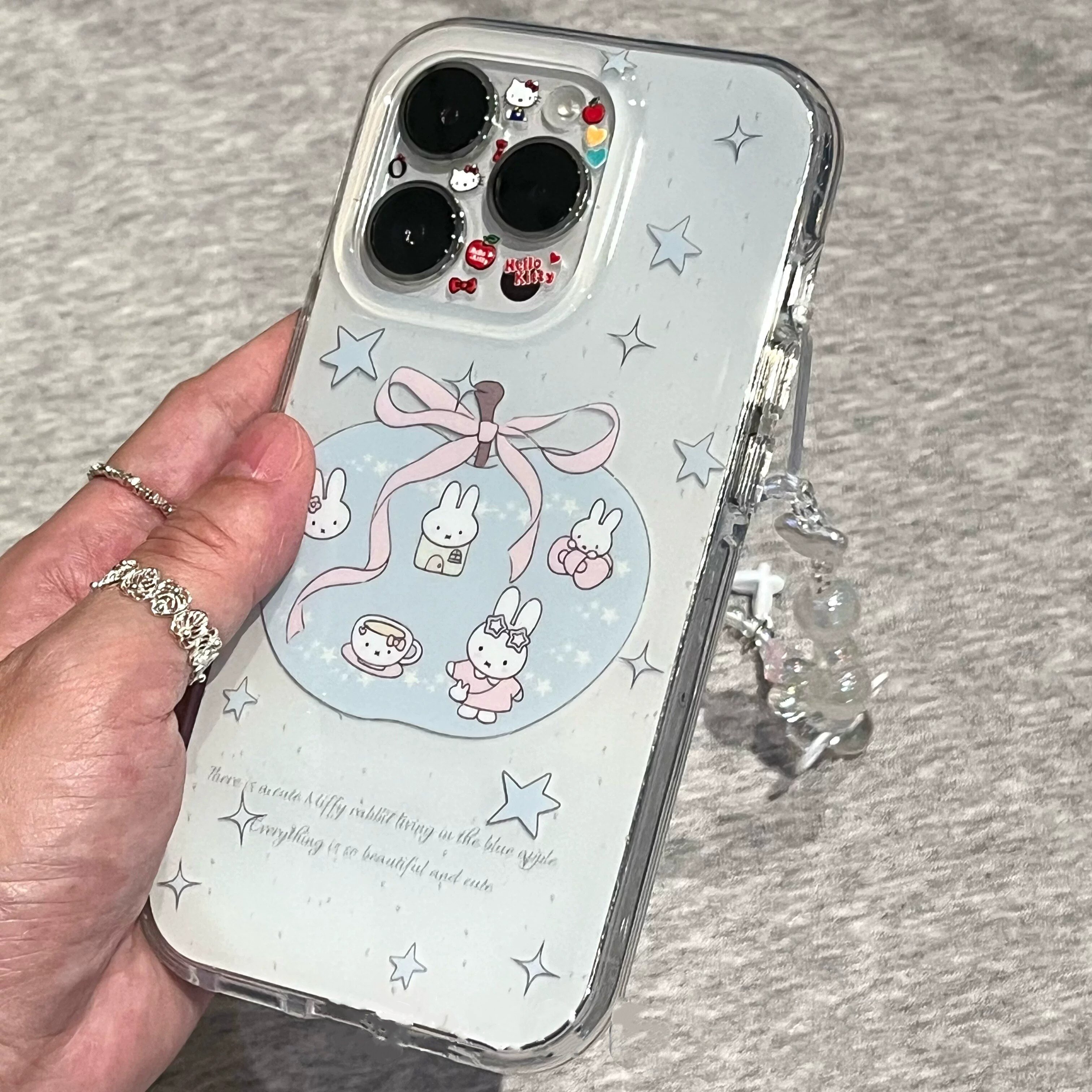 适用苹果系列iPhone17新款手机壳16promax14promax卡通蓝苹果里的米菲15promax/13pro半包大孔防摔网红保护套