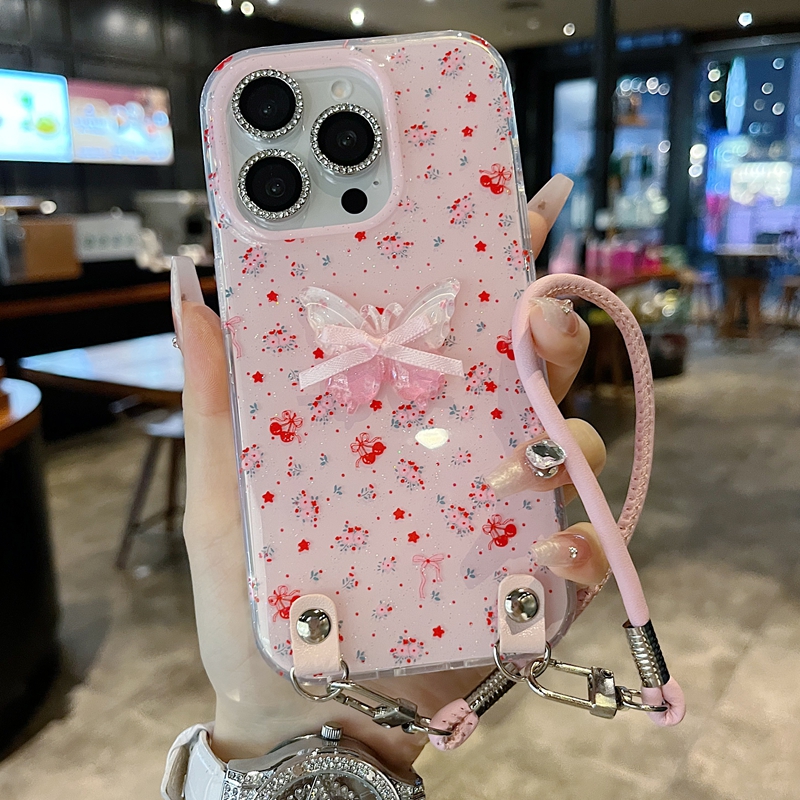 适用苹果系列iPhone16新款手机壳13pro15pro高级感时尚樱桃玫瑰14promax16promax半包防摔大孔挂绳网红保护套