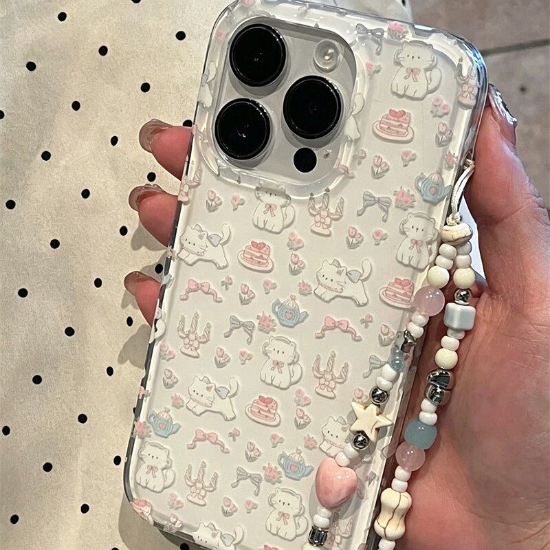 适用苹果系列iPhone17新款手机壳16promax/14promax卡通个性白猫咪15promax/13promax半包大孔防摔网红保护套