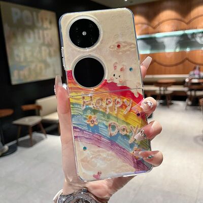 适用三星oppo华为折叠屏系列新款时尚优雅手机壳MIX Filp可爱梦幻彩虹兔pocket2全包防摔翻盖网红女款保护套