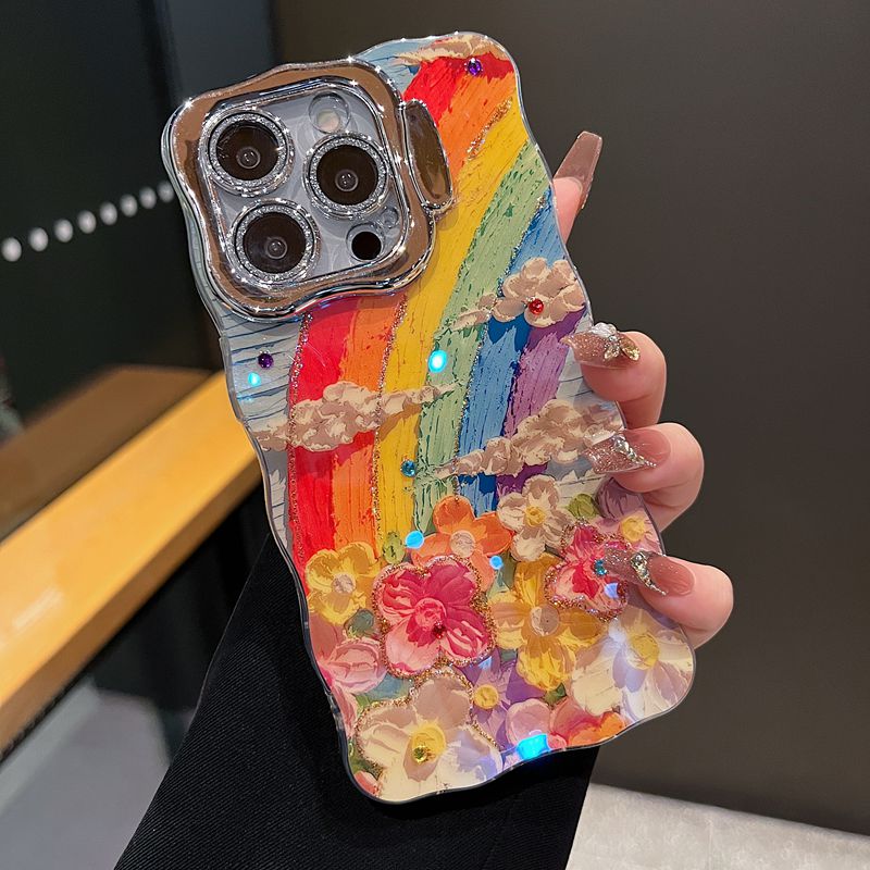 油画彩虹花海iphone手机壳
