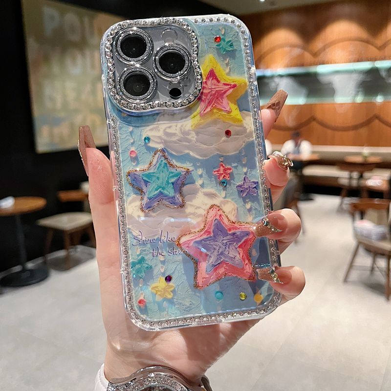 适用苹果系列iPhone16新款手机壳15pro14promax小众唯美云朵蝴蝶13pro16promax扭边钻框闪钻镜头膜时尚保护套