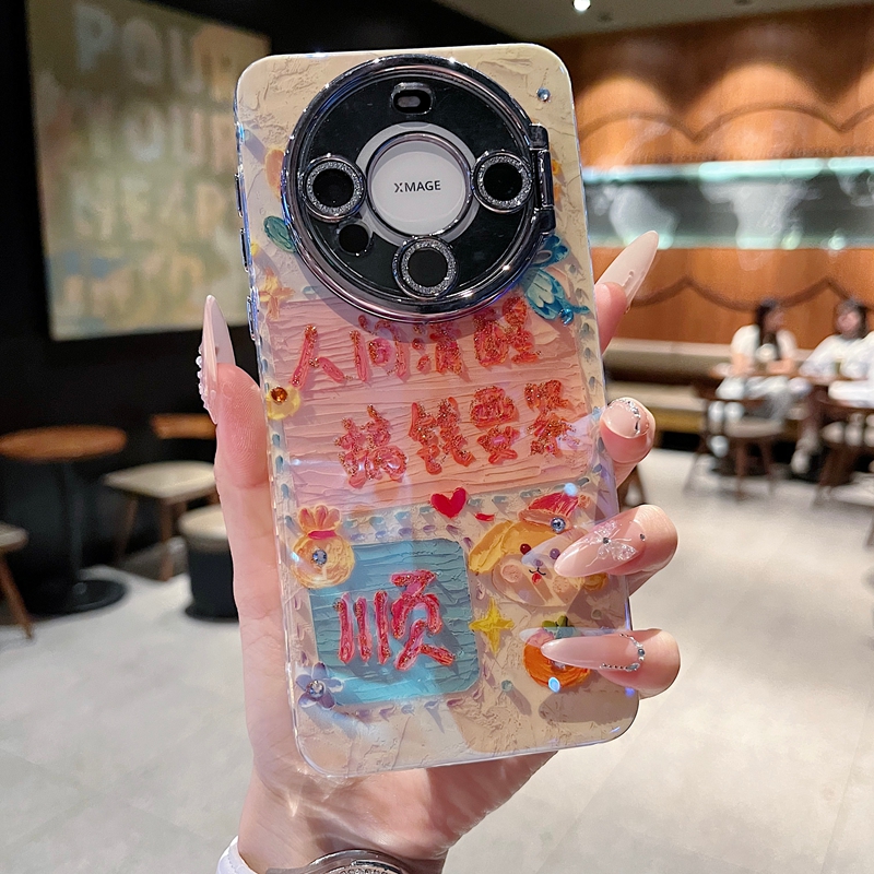适用华为mate70系列苹果16promax新款手机壳mate60pro高级文字搞钱要紧14pro/15pro全包隐形支架镜头膜保护套