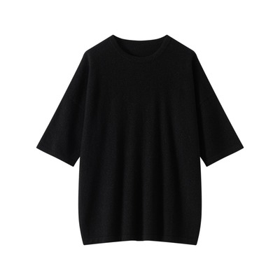 羊绒衫女100纯羊绒2025秋冬新款圆领薄款针织套衫纯色山羊绒短袖