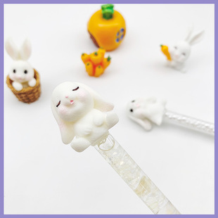 流沙笔刀兔公仔头饰可爱小兔子摆件 手工笔刀配件装饰小玩偶饰品