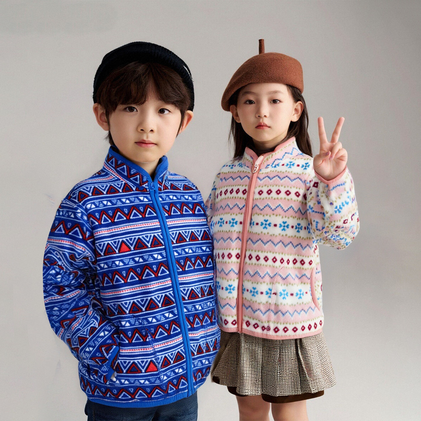 「红蓝费尔岛」民族儿童加绒摇粒绒外套秋冬新印花抓绒保暖夹克,童装/婴儿装/亲子装,普通外套,淘宝优惠券,粉丝福利购,淘宝优惠卷