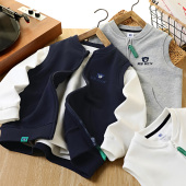 大童百搭坎肩上衣 拉链衫 男童休闲马甲2026春秋款 儿童帅气刺绣无袖