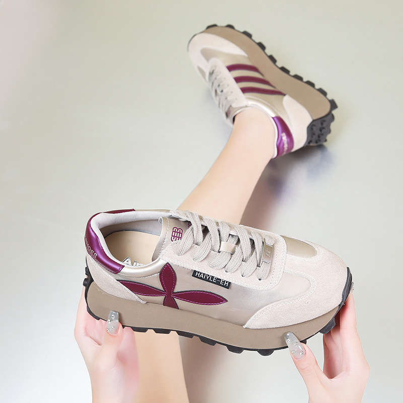 厚底真皮阿甘鞋女2025新款早春松