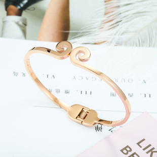 钛钢手镯女韩版不掉色手环简约紧箍咒玫瑰金百搭森系潮牌时尚饰品