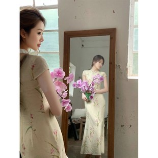 新中式国风【幽兰】温婉清雅旗袍连衣裙女夏高端气质显瘦收腰长裙