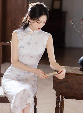 2026春夏季新款旗袍女中长款新中式白色透气无袖日常国风气质优雅
