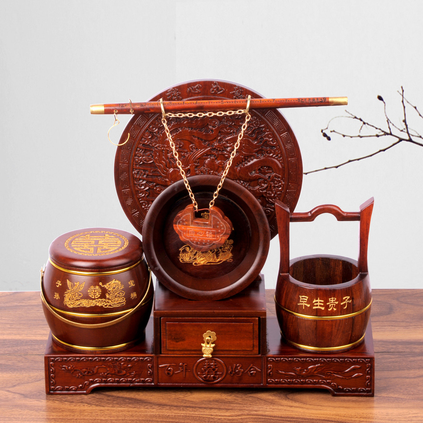 婚庆用品红木子孙桶陪嫁用品