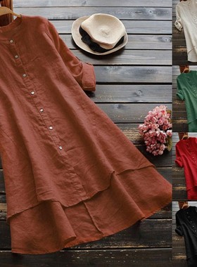 PlusSize Shirt Dress Women Casual Mini Summer Dresses Ladies