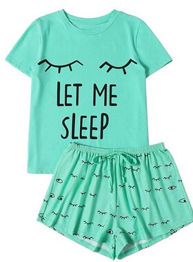 Pajamas Women Shorts T-Shirt Sleepwear Nightwear Set pyjama