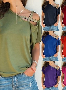 summer t-shirt coat ladies blouse casual women tops 蓝色上衣