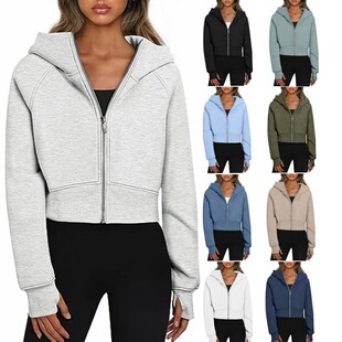 casual fleece coat zipper 卫衣 women short for Hooded hoodie