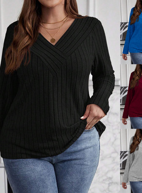 Women's Autumn plus size blouse Casual Loose tops大码上衣T恤