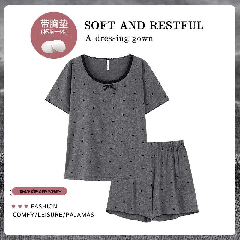 带胸垫睡衣女可外穿家居服套装