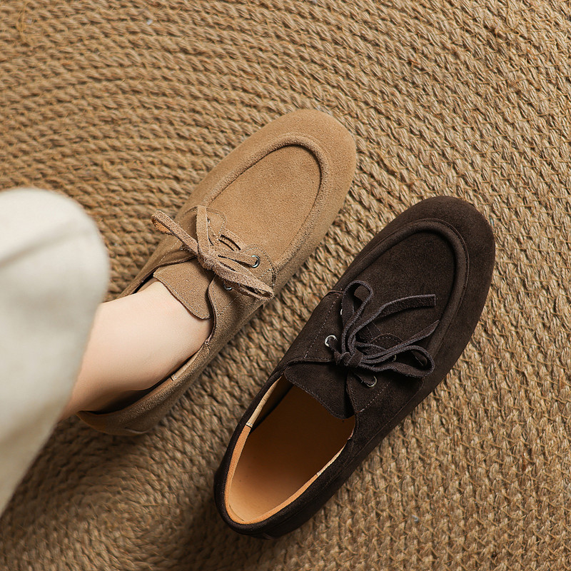 深口单鞋女平底休闲百搭小皮鞋