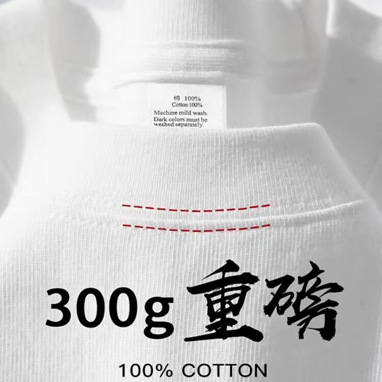 美式300g重磅纯棉短袖t恤宽松男