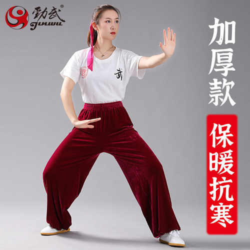 劲武秋冬季保暖加厚金丝绒太极裤