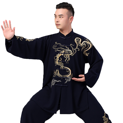 劲武太极服男新款团龙刺绣太极拳服练功服女表演服武术服装春秋季