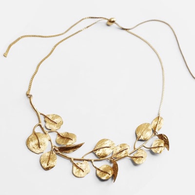 zara金色叶子项链女欧美