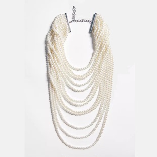 满39包邮za时尚多层串珠长款人造珍珠项链欧美夸张气质叠戴毛衣链