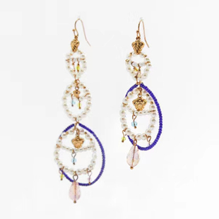 zara女装饰品小红书推荐宋祖儿同款串珠装饰编织仿珍珠耳环高级感