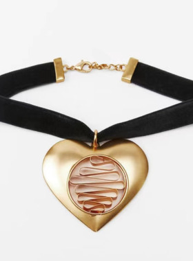 天鹅绒爱心吊坠项链女锁骨链