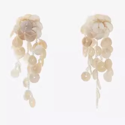 人造贝壳流苏耳环耳钉女