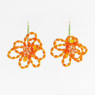 zara春季新款女装花朵耳环编织耳饰女高级感欧美夸张个性百搭耳夹