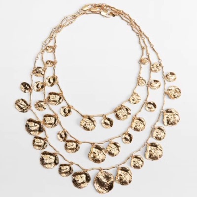 多层吊坠钱币项链嘻哈风