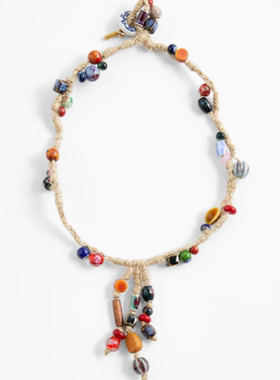 编织抽绳项链彩色串珠饰品