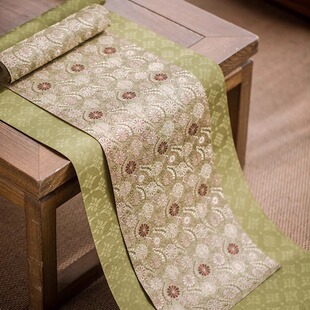 知舍卷草纹茶席礼盒装多色高端织锦双面用新中式传统禅意百搭桌旗