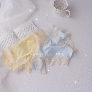 甜美蕾丝边无痕少女包臀透气棉裆三角裤 薄款 女夏季 中腰莫代尔内裤